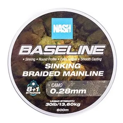 Nash splétaná šňůra baseline sinking braid camo 600 m - 0,28 mm 13,6 kg