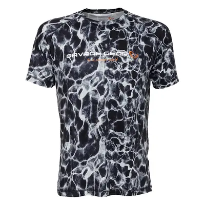 Savage gear tričko night uv t shirt black waterprint - l