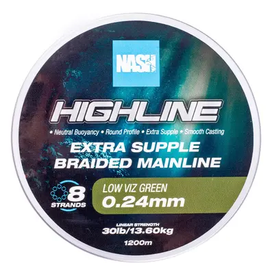 Nash splétaná šňůra highline extra supple braid green 1200 m - 0,24 mm 13,6 kg