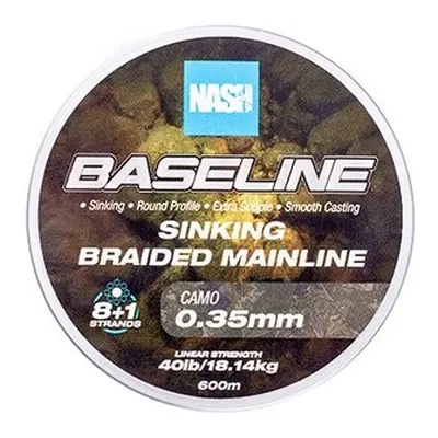 Nash splétaná šňůra baseline sinking braid camo 600 m - 0,35 mm 18,14 kg