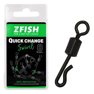 Zfish obratlík quick change swivel matt 10 ks - velikost 8 nosnost 28 kg