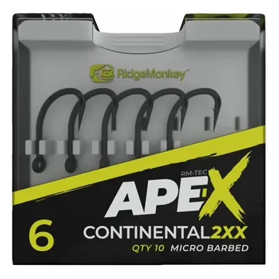 Ridgemonkey háček ape-x continental 2xx barbed 10 ks - velikost 6