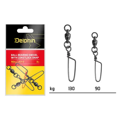 Delphin karabinka s obratlíkem ball bearing swivel with coastlock snap 3 ks - nosnost 90 kg