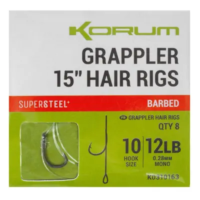 Korum návazec grappler 15” hair rigs barbed 38 cm - velikost háčku 10 průměr 0,28 mm nosnost 12 