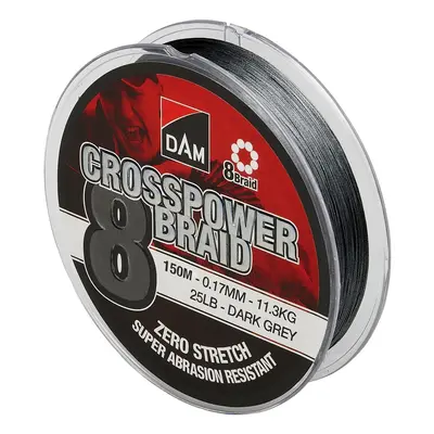 Dam splétaná šňůra crosspower 8 braid dark grey 150 m - 0,10 mm 5,4 kg