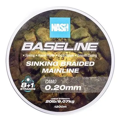 Nash splétaná šňůra baseline sinking braid camo 1200 m - 0,20 mm 9,07 kg