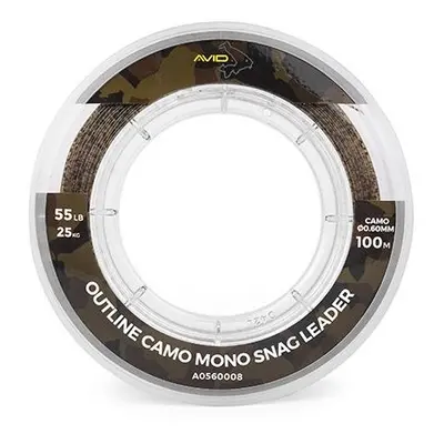 Avid carp šokový vlasec outline camo mono snag leader 100 m - 0,70 mm 32 kg