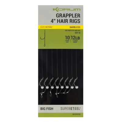 Korum návazec grappler 4” hair rigs barbless 10 cm - velikost háčku 10 průměr 0,28 mm nosnost 12