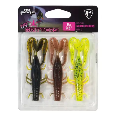 Fox rage gumová nástraha critters mixed uv colour packs 3 ks-délka 9 cm