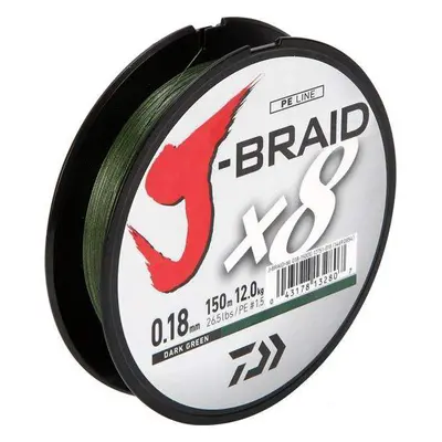 Daiwa splétaná šňůra j-braid dark green 300 m-průměr 0,28 mm / nosnost 26,5 kg