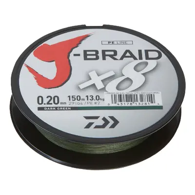 Daiwa splétaná šňůra j-braid dark green 150 m-průměr 0,06 mm / nosnost 4 kg