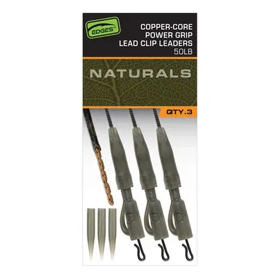 Fox montáž edges naturals copper core power grip lead clip leaders 3 ks