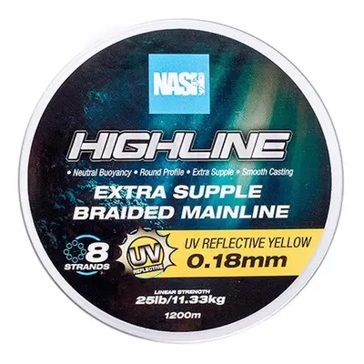 Nash splétaná šňůra highline extra supple braid uv yellow 1200 m - 0,18 mm 11,33 kg