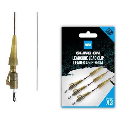 Nash montáž cling on leadcore lead clip leader 75 cm 45 lb 3 ks