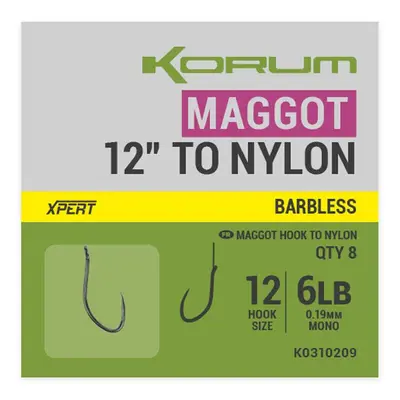 Korum návazce xpert maggot barbless to nylon 30 cm - #12 0,19 mm 6 lb