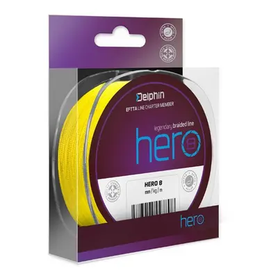 Delphin splétaná šňůra hero 8 fluo žlutá 1000 m - 0,22 mm 17,7 kg