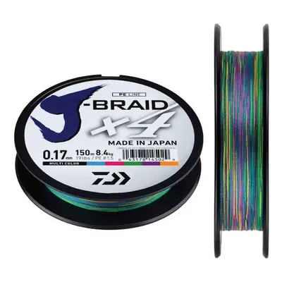 Daiwa splétaná šňůra j-braid multi color 300 m-průměr 0,10 mm / nosnost 6 kg