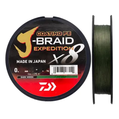 Daiwa splétaná šnůra j-braid expedition x8e dark green 300 m - 0,13 mm 8,4 kg