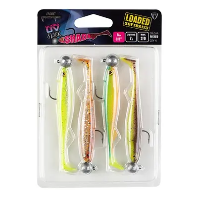 Fox rage gumová nástraha slick shad 4 mixed uv color pack loaded - 11 cm 10 g 3/0