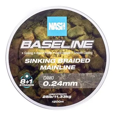 Nash splétaná šňůra baseline sinking braid camo 1200 m - 0,24 mm 11,33 kg