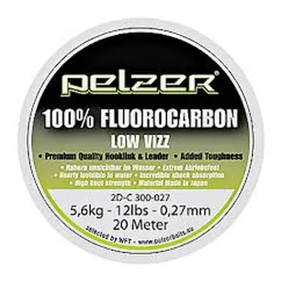 Pelzer - návazcový vlasec fluorocarbon 20 m crystal-průměr 0,33 mm / nosnost 18 lb / 7,4 kg