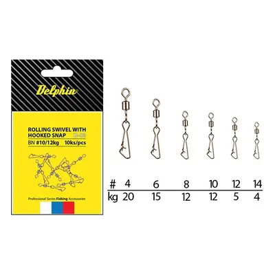 Delphin obratlík s karabinou rollings swivel with hooked snap b-03 10 ks-velikost 4 / nosnost 20