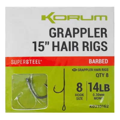 Korum návazec grappler 15” hair rigs barbed 38 cm - velikost háčku 8 průměr 0,30 mm nosnost 14 l