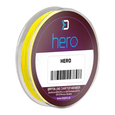 Delphin návazcová šňůra hero 8 fluo žlutá 15 m - 0,20 mm 14,10 kg