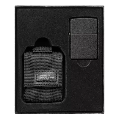 Zippo sada taktické pouzdro černé + zippo zapalovač 26075 black crackle