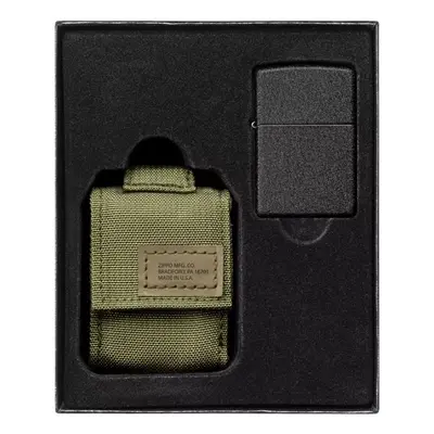 Zippo sada taktické pouzdro zelené + zippo zapalovač 26075 black crackle