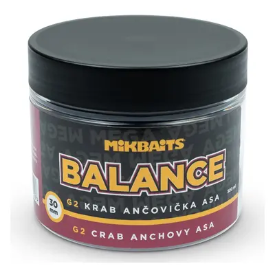 Mikbaits vyvážené boilie mega balance gangster g2 krab ančovička asa 300 ml 30 mm