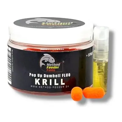 Method feeder fans plovoucí dumbell pop up 8x15 mm 150 ml + sprej esence 2 ml - krill