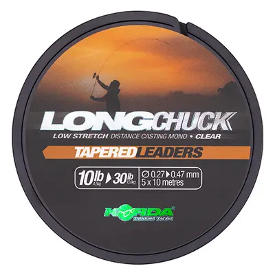 Korda šokový vlasec longchuck tapered leaders clear 5x10 m - 0,27-0,47 mm 10-30 lb