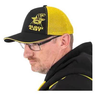 Black cat kšiltovka black and yellow trucker cap