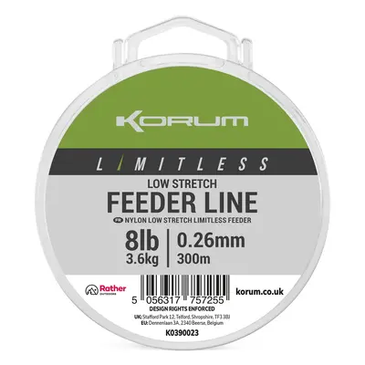 Korum vlasec limitless low stretch feeder line 300 m - 0,26 mm 3,6 kg