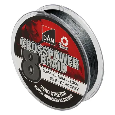 Dam splétaná šňůra crosspower 8 braid dark grey 300 m - 0,20 mm 12,6 kg