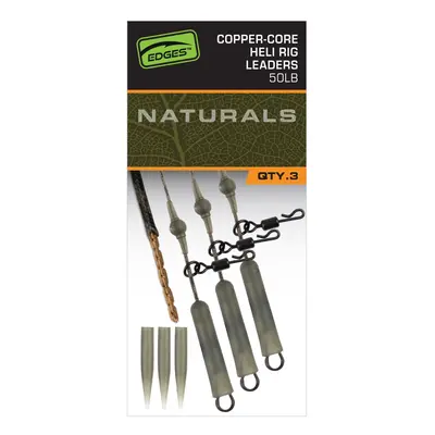 Fox montáž edges naturals copper core power grip lead clip leaders 3 ks