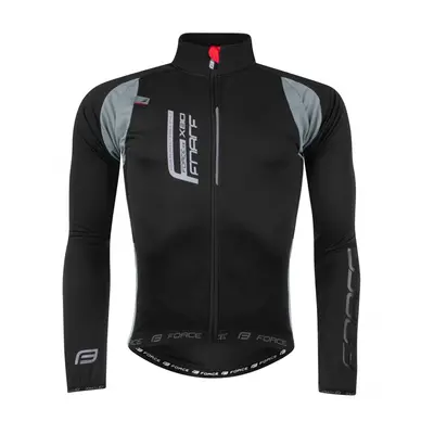 Cyklistická bunda Force X80 tenký softshell - Černá / Šedá