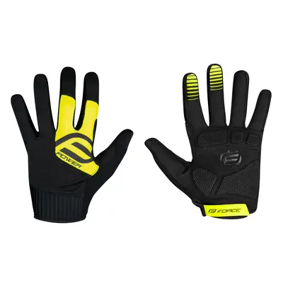 Pánské cyklistické rukavice Force MTB Power - černo-fluo