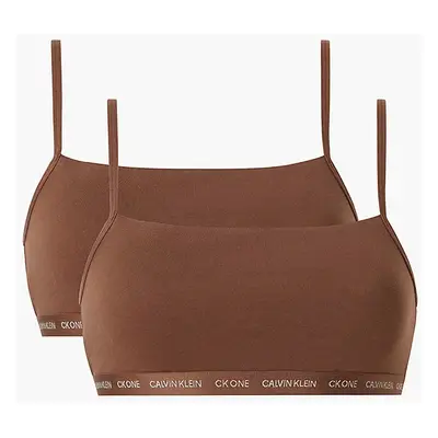 Dámská bralettka 2 pack 000QF6040E - W5K - Hnědá - Calvin Klein hnědá