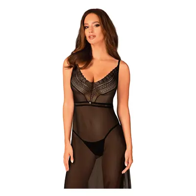 Elegantní košilka Estiqua long chemise - Obsessive černá