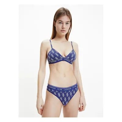 Trojúhelníková bralette logem QF5953 - X00 - Modrá bílým logem - Calvin Klein modrá/bílá