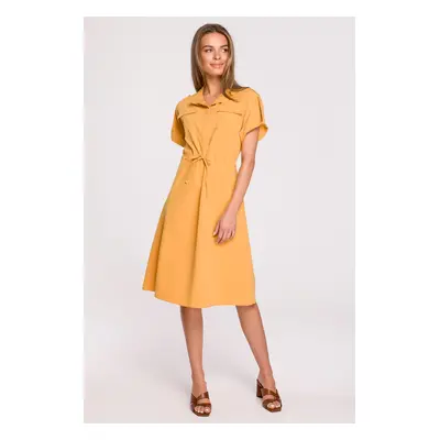 Dámské košilové šaty Yellow S298 - Stylove Žlutá