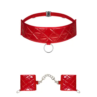 Pikantní sada Hunteria cuffs & choker - Obsessive červená