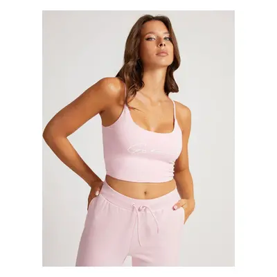 Dámský crop top O1BA10KASI1 - G6S4 - Pastelově růžová - Guess pastelová růžová