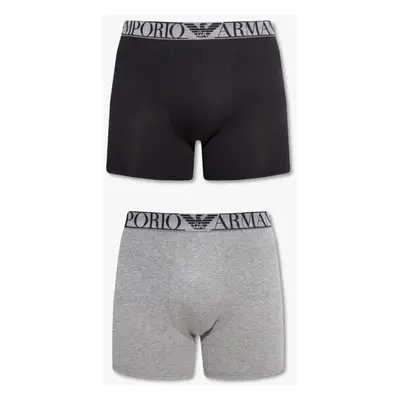 Pánské boxerky 2 pack 111912 2F720 08649 šedá/černá - Emporio Armani šedá-černá