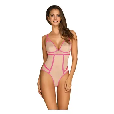 Elegantní body Nudelia teddy neon pink - Obsessive růžova