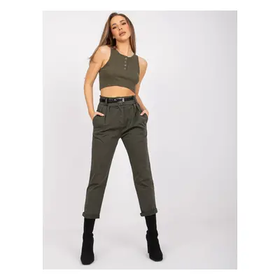 Dámské kalhoty DHJ kalhoty SP 3157.34P khaki - FPrice khaki-tm.Zelená