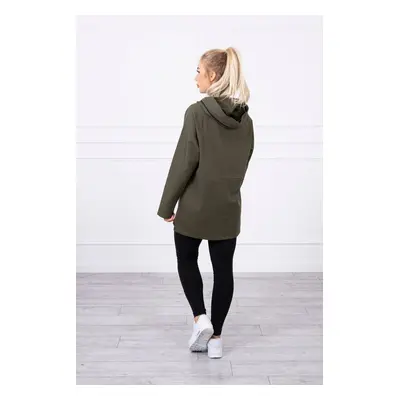 Tunika na zip s kapucí Oversize khaki barva UNI