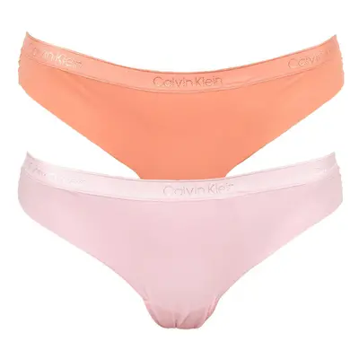 Tanga 2pcs QD3695E-CDJ oranžovorůžová - Calvin Klein oranžová a růžová